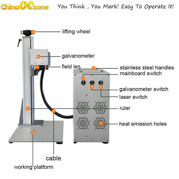 Fiber Laser Marking Machine 30W For Metal 110mm*110mm Split Fiber Laser Engraver Machine EU Stock