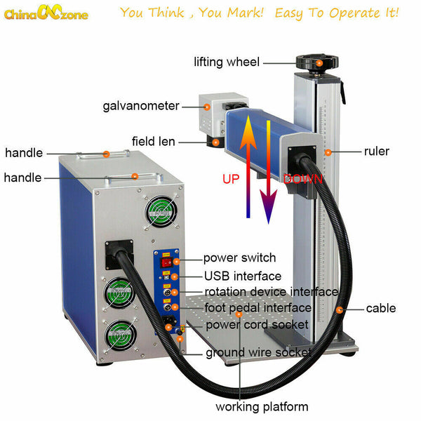 Fiber Laser Marking Machine 30W For Metal 110mm*110mm Split Fiber Laser Engraver Machine EU Stock