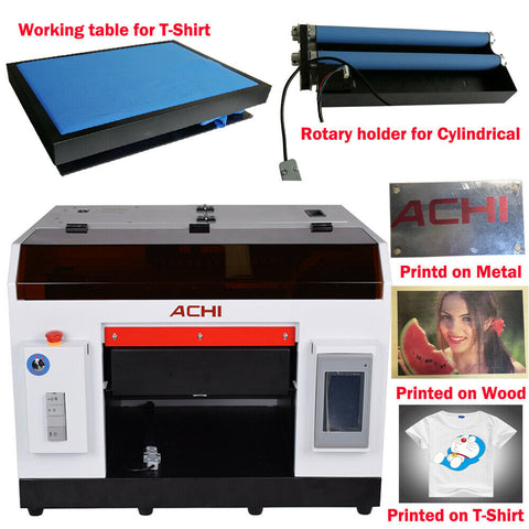 ACHI A3 UV Printer &1390 Printed Head & Rotary Holder Cylindrical 3D Embossed